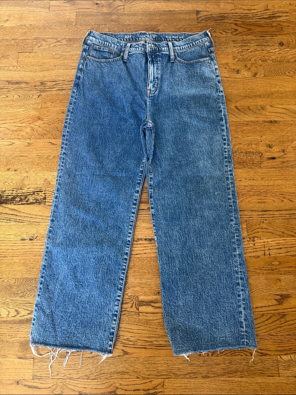 J. Crew Slim Wide Leg Jeans Sz32T with raw hem